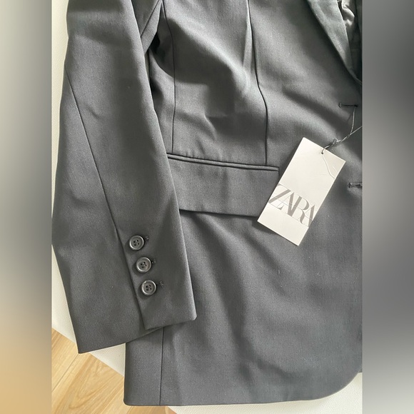 Zara Oversized Wool Blend Jacket Blazer Coat ZW Collection Black size XS NWT - Picture 13 of 16